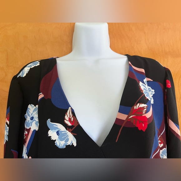 Halogen long sleeve colorful flower dress with smock waist - Picture 2 of 6